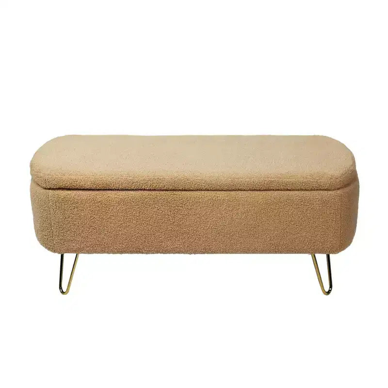 Modern Storage Footstool With Faux Fur Cushion Seat