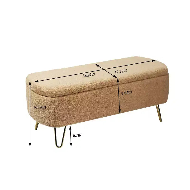 Modern Storage Footstool With Faux Fur Cushion Seat