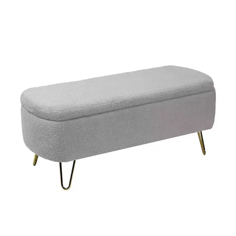 Pouffe de rangement moderne avec coussin d'assise en fausse fourrure