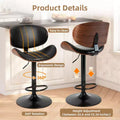 Lot de 2 tabourets de bar pivotants - Chaises de comptoir réglables en similicuir