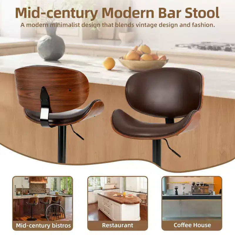 Lot de 2 tabourets de bar pivotants - Chaises de comptoir réglables en similicuir