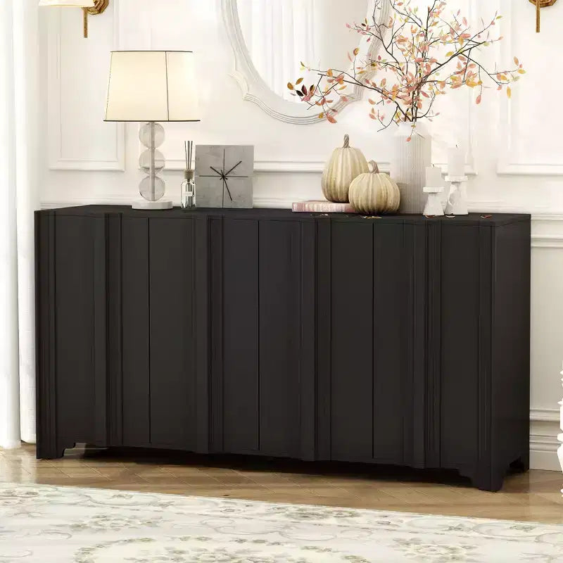 Buffet moderne à 4 portes Placage pin, Pieds triangulaires, Meuble console