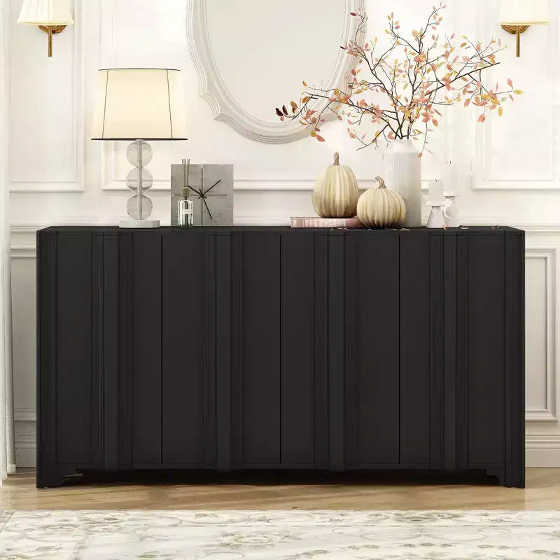 Buffet moderne à 4 portes Placage pin, Pieds triangulaires, Meuble console