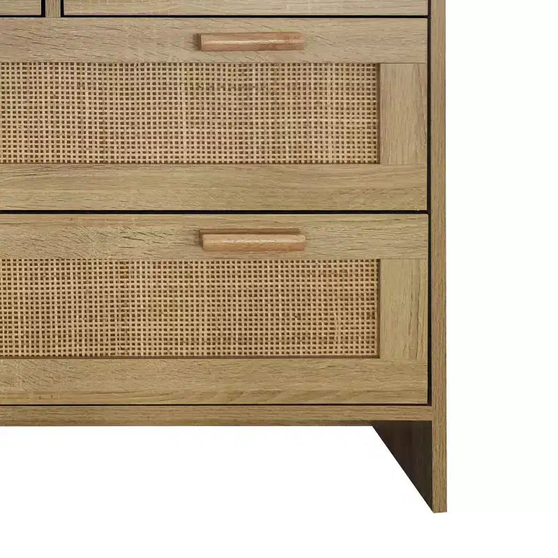 Commode à 4 tiroirs en rotin, meuble de rangement avec façades de tiroirs en cannage, commode horizontale