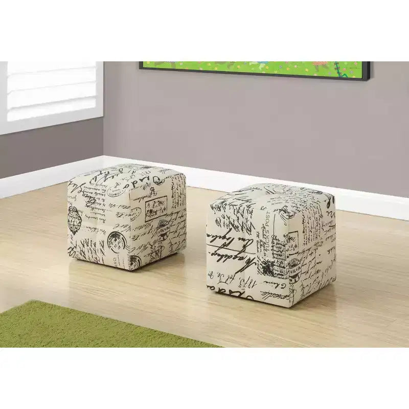 Pouf imprimé lot de 2, Repose-pieds d'appoint beige Pouf pour enfants