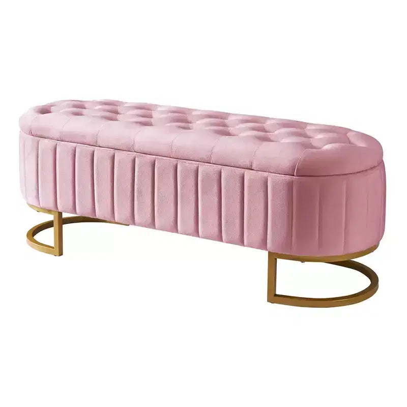 Banc de rangement capitonné élégant avec boutons touffetés