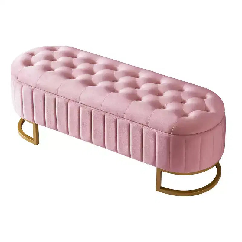 Banc de rangement capitonné élégant avec boutons touffetés