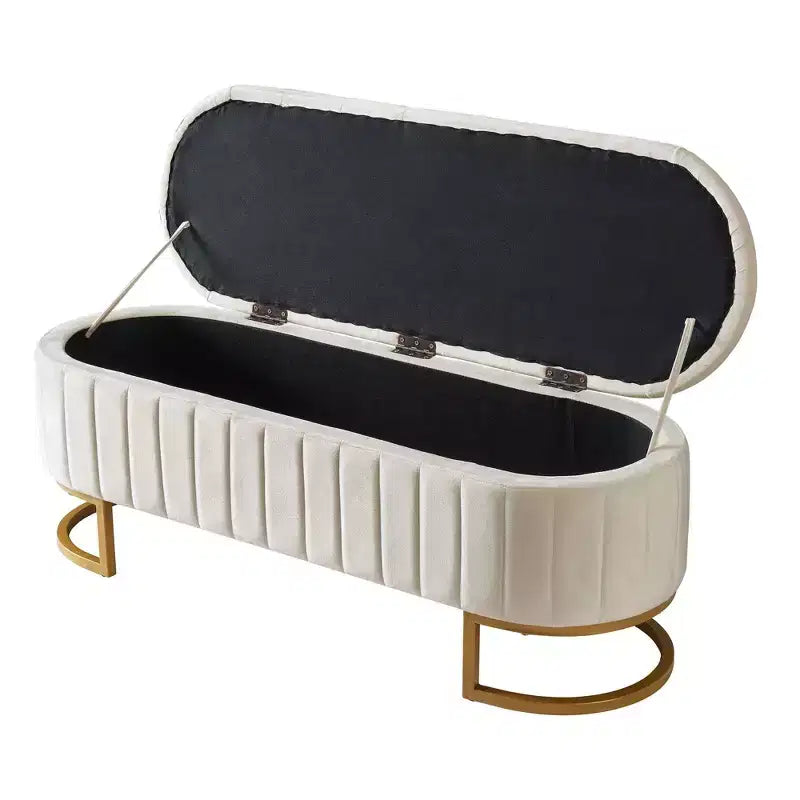 Banc de rangement capitonné élégant avec boutons touffetés