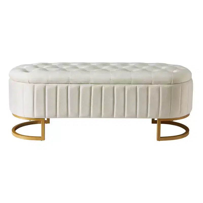 Banc de rangement capitonné élégant avec boutons touffetés