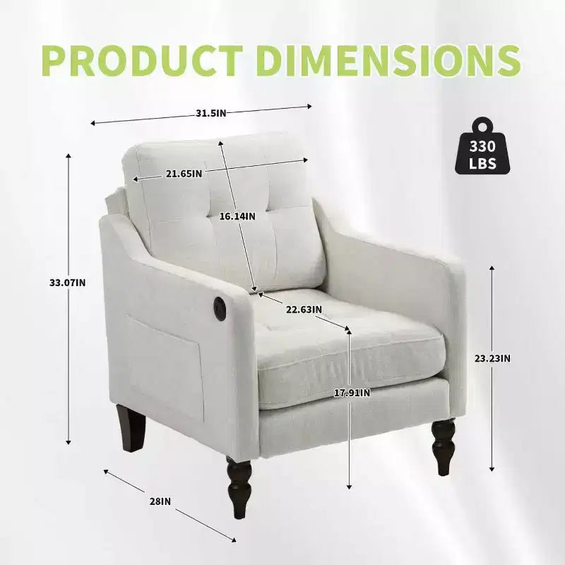 Fauteuil d'appoint moderne, Fauteuil ergonomique en chenille avec pieds en bois, Chaise longue