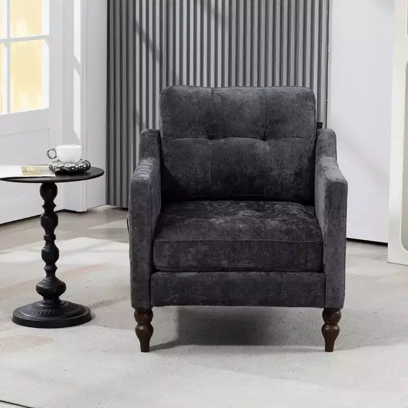 Fauteuil d'appoint moderne, Fauteuil ergonomique en chenille avec pieds en bois, Chaise longue