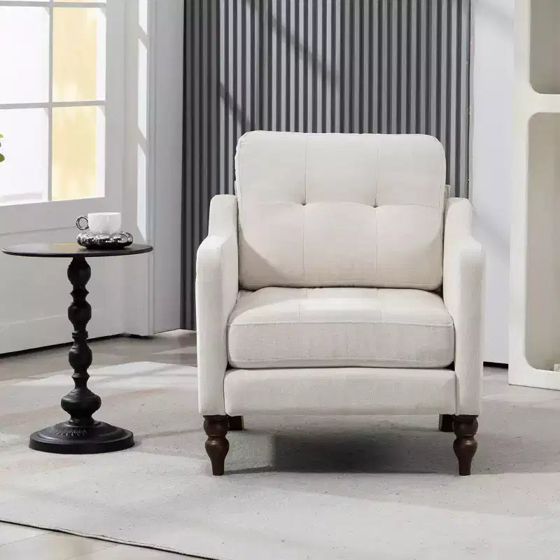 TUYOHW Modern Accent Chair,Ergonomic Chenille Armchair with USB Charging Port,Side Storage Pocket,Wood Legs,Lounge Chair for Living Room,Bedroom