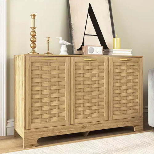 Accent Buffet Cabinet, Anti-Tip Sideboard Storage Cabinet with Adjustable Shelf and 3 Doors for Hallway, Entryway, Dining Room, Living Room