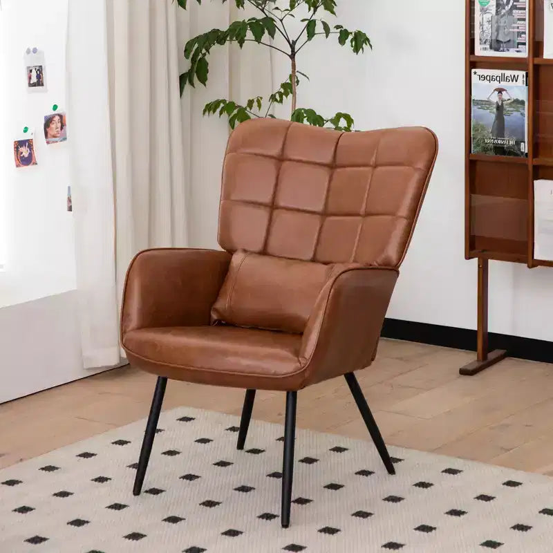 Chaise de bureau blanche en cuir reconstitué à dossier haut, pieds en métal