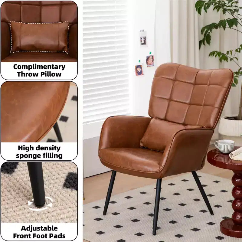 Chaise de bureau blanche en cuir reconstitué à dossier haut, pieds en métal