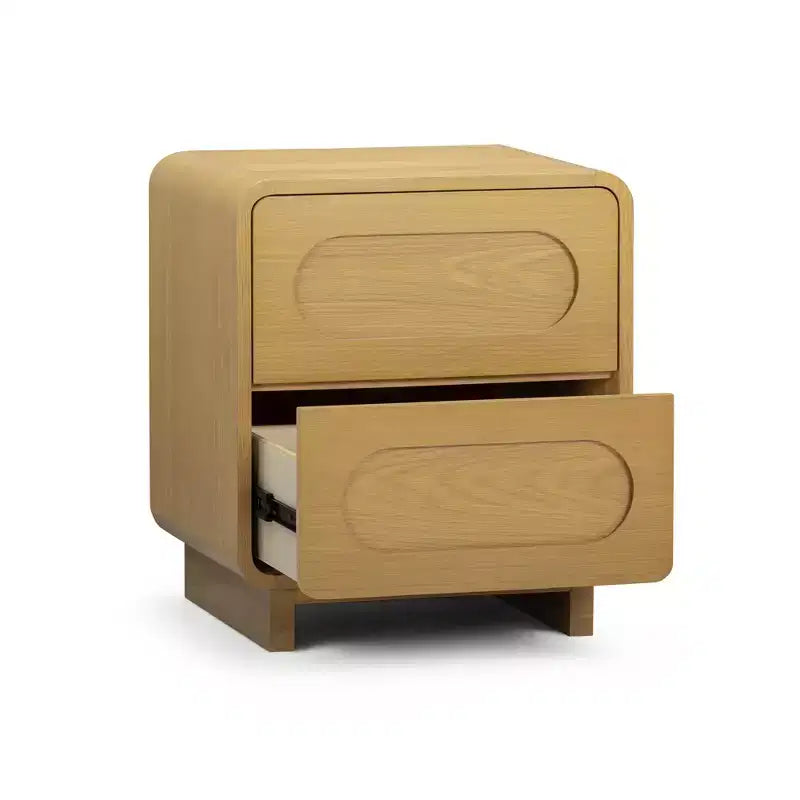 Table de chevet moderne en bois à 2 tiroirs avec ouverture par pression