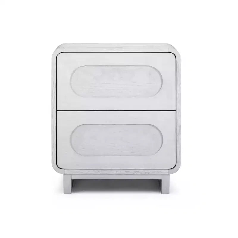 Table de chevet moderne en bois à 2 tiroirs avec ouverture par pression