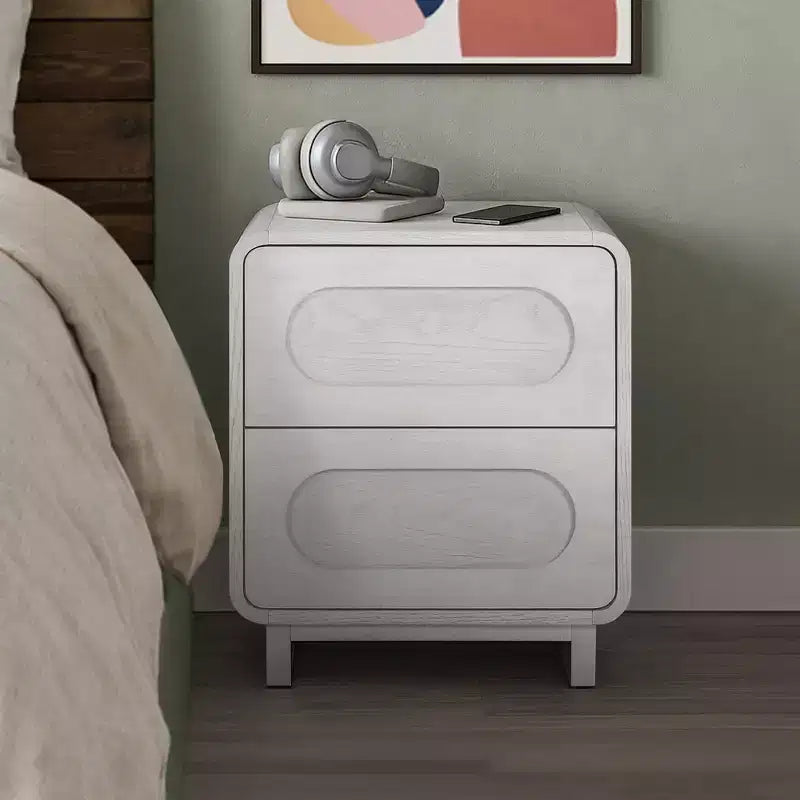 Table de chevet moderne en bois à 2 tiroirs avec ouverture par pression