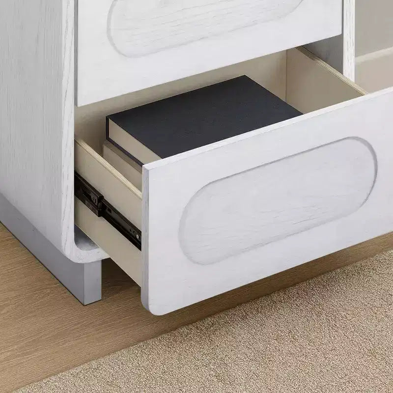 Table de chevet moderne en bois à 2 tiroirs avec ouverture par pression