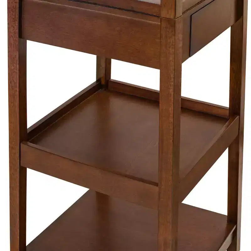 Porte-manteau sur pied en bois avec 3 étagères de rangement et un tiroir, portemanteau d'entrée robuste