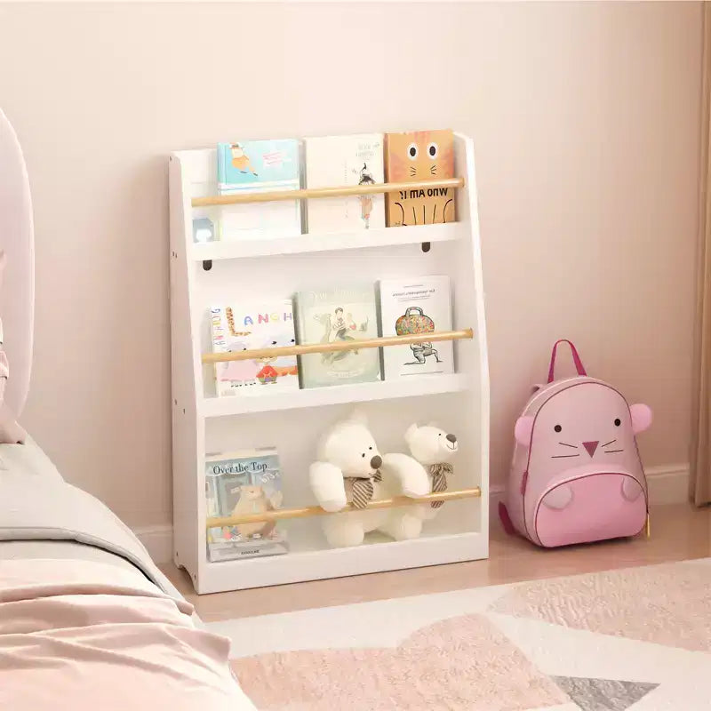 Bibliothèque pour enfants à 3 niveaux, Organisateur de rangement pour livres de bébé