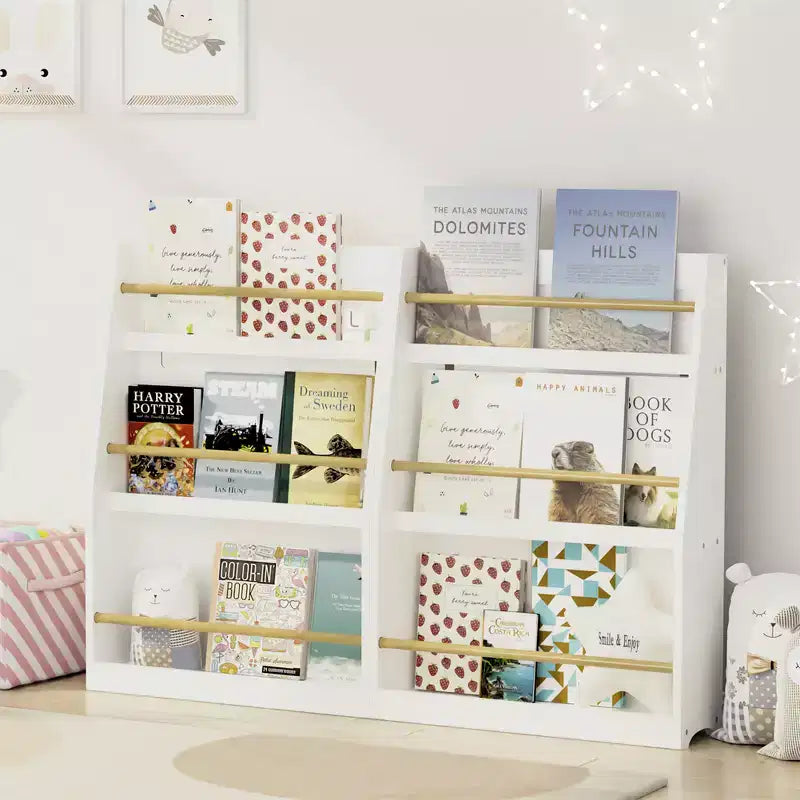 Bibliothèque pour enfants à 3 niveaux, Organisateur de rangement pour livres de bébé