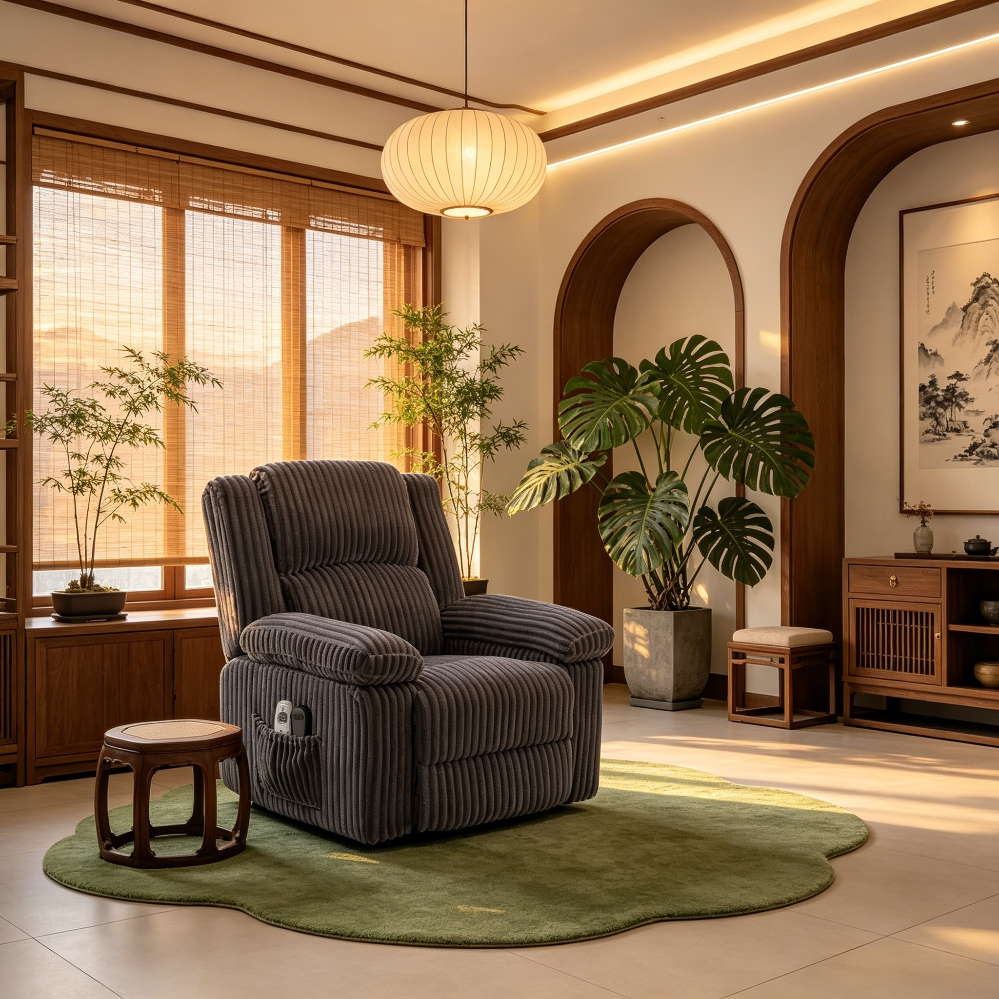 Power Lift Recliner Chair Plush Corduroy Upholstery, Electric Reclining Lift Chair
