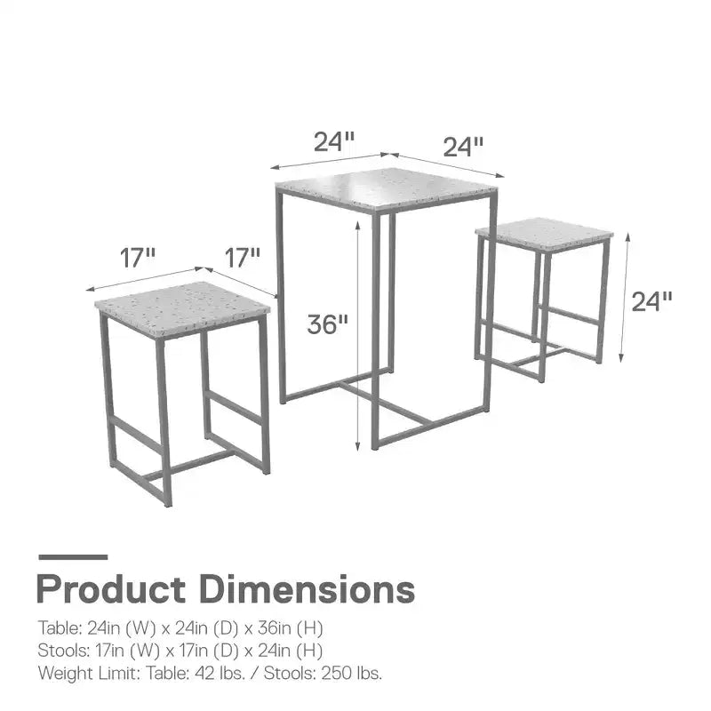 Table de pub et tabourets hauteur bar avec plateau en bois et cadre en métal