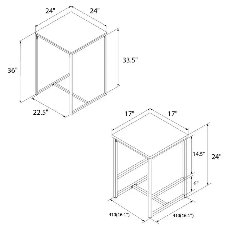 Table de pub et tabourets hauteur bar avec plateau en bois et cadre en métal