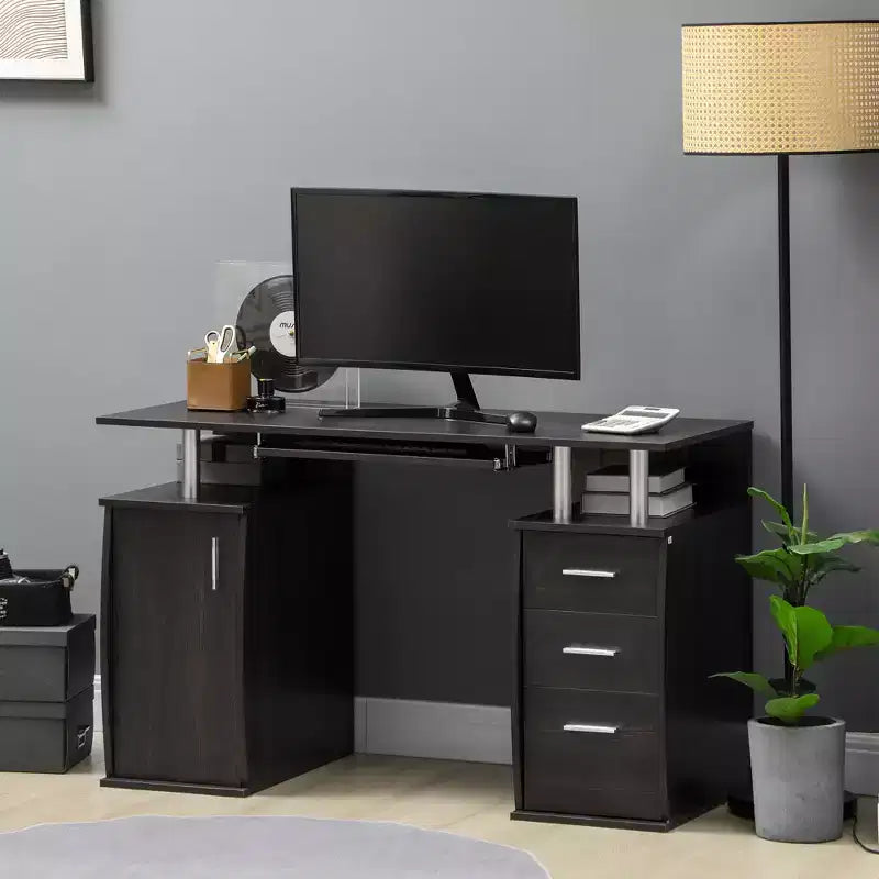 Bureau d'ordinateur avec plateau coulissant pour clavier Table de travail pour bureau à domicile