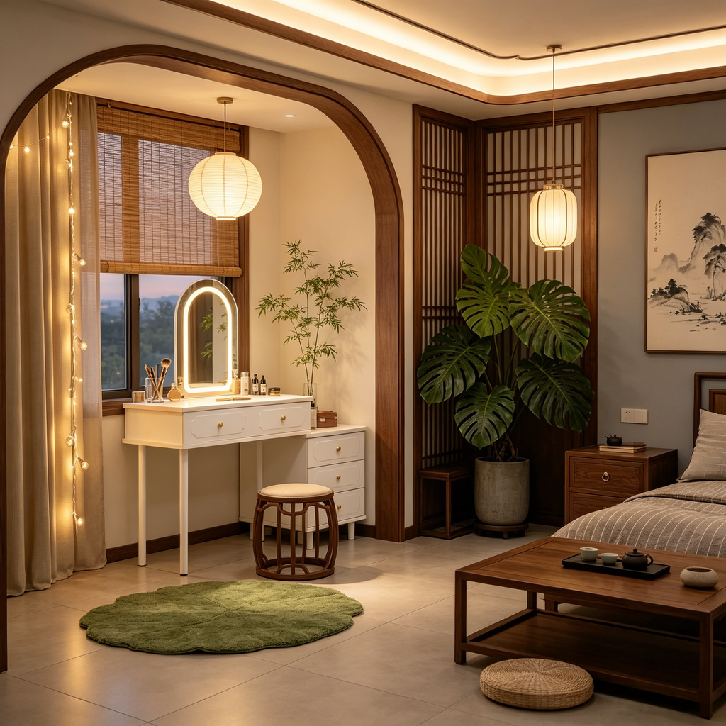 Coiffeuse avec lumières et miroir, coiffeuse en bois moderne